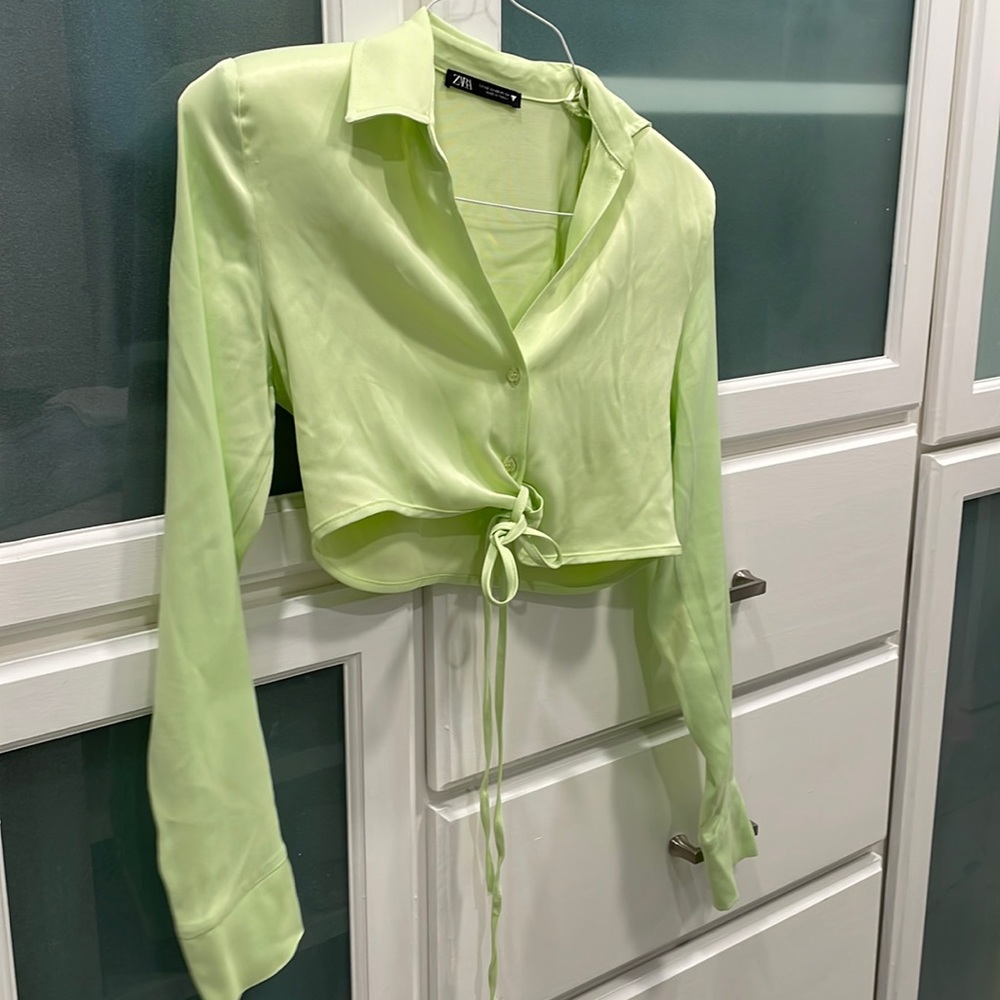 Lime green Zara top, size xs